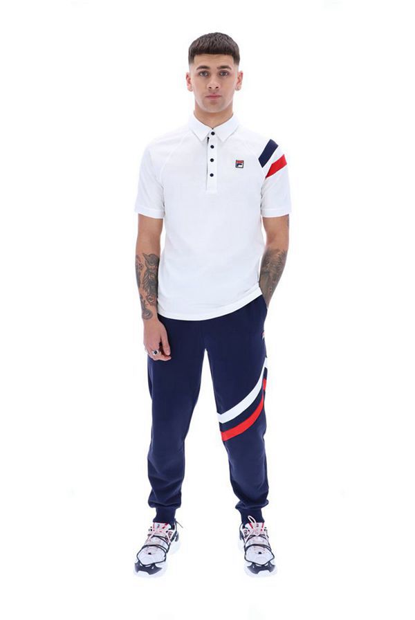 Fila Gabriel Raglan Sleeve Men's Polo Shirts - White,NZ 928-46725